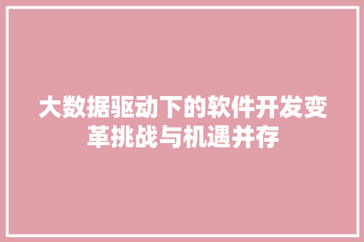 大数据驱动下的软件开发变革挑战与机遇并存
