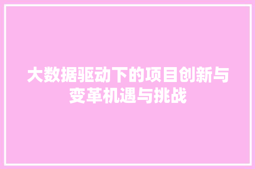 大数据驱动下的项目创新与变革机遇与挑战 WordPress教程