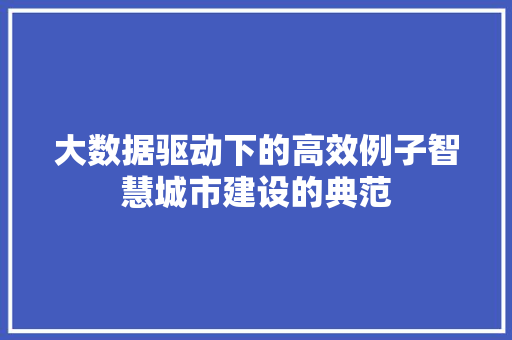大数据驱动下的高效例子智慧城市建设的典范