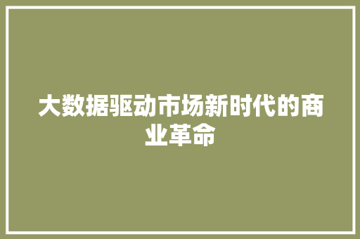 大数据驱动市场新时代的商业革命