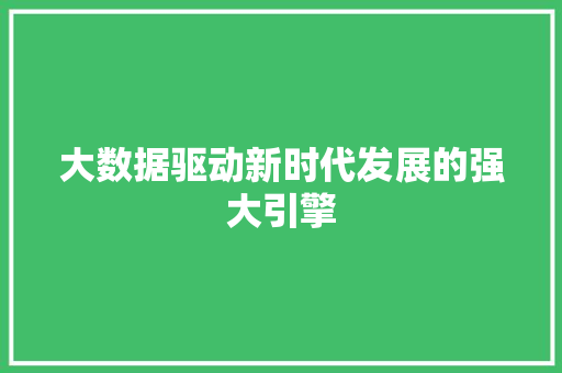 大数据驱动新时代发展的强大引擎