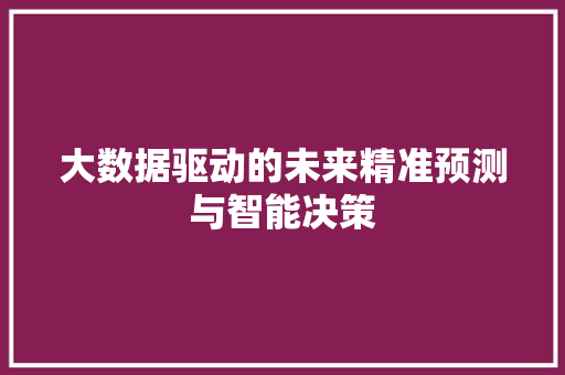 大数据驱动的未来精准预测与智能决策