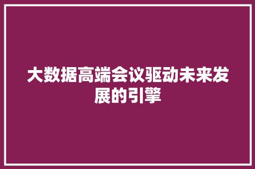 大数据高端会议驱动未来发展的引擎