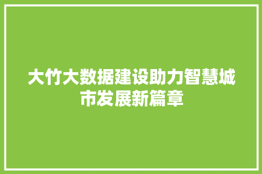 大竹大数据建设助力智慧城市发展新篇章