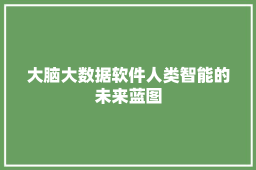 大脑大数据软件人类智能的未来蓝图