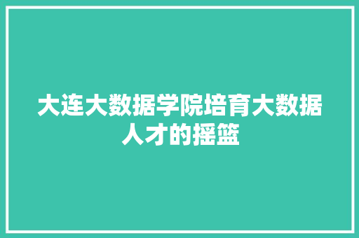 大连大数据学院培育大数据人才的摇篮
