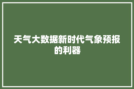 天气大数据新时代气象预报的利器