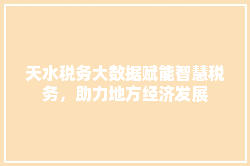 天水税务大数据赋能智慧税务，助力地方经济发展