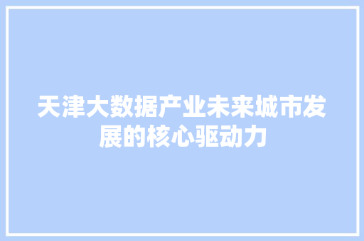 天津大数据产业未来城市发展的核心驱动力