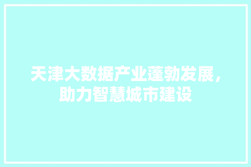 天津大数据产业蓬勃发展，助力智慧城市建设