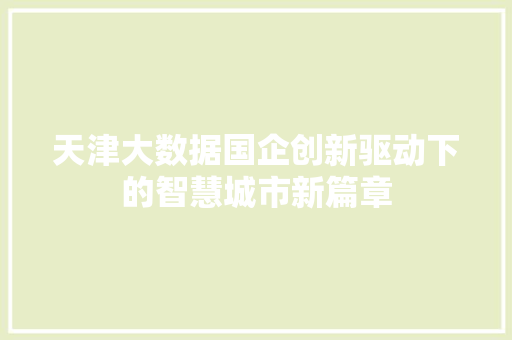 天津大数据国企创新驱动下的智慧城市新篇章 WordPress教程