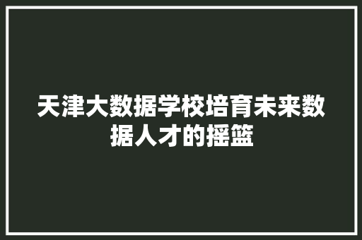 天津大数据学校培育未来数据人才的摇篮