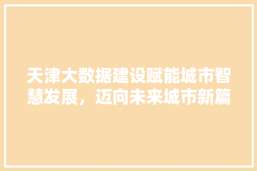 天津大数据建设赋能城市智慧发展，迈向未来城市新篇章