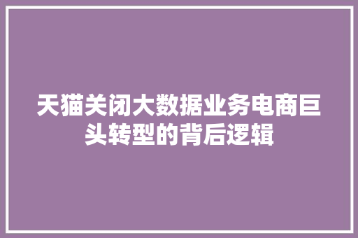 天猫关闭大数据业务电商巨头转型的背后逻辑