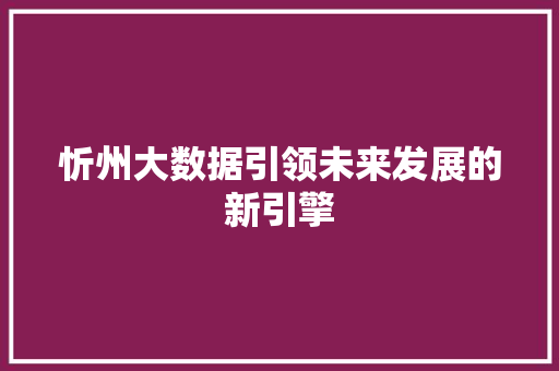 忻州大数据引领未来发展的新引擎