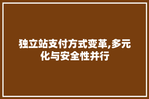 独立站支付方式变革,多元化与安全性并行 独立站支付方式变革,多元化与安全性并行 Web前端