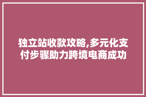 独立站收款攻略,多元化支付步骤助力跨境电商成功 独立站收款攻略,多元化支付步骤助力跨境电商成功 服务器/数据库