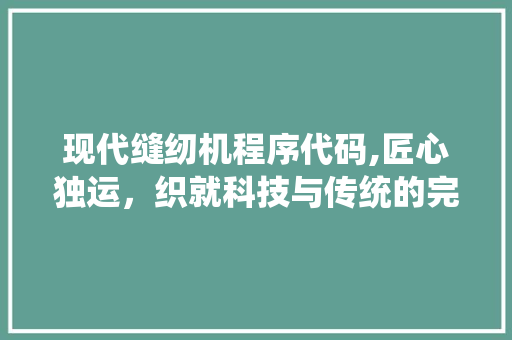 现代缝纫机程序代码,匠心独运，织就科技与传统的完美融合 现代缝纫机程序代码,匠心独运，织就科技与传统的完美融合 WordPress教程
