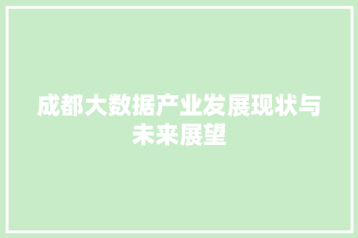 成都大数据产业发展现状与未来展望