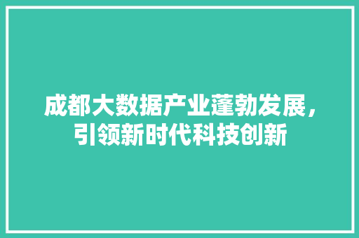 成都大数据产业蓬勃发展，引领新时代科技创新