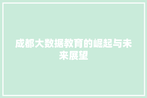 成都大数据教育的崛起与未来展望