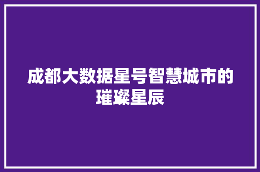 成都大数据星号智慧城市的璀璨星辰