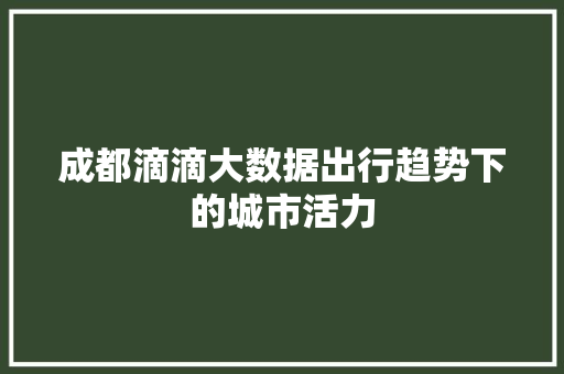 成都滴滴大数据出行趋势下的城市活力