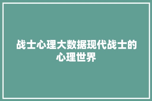 战士心理大数据现代战士的心理世界