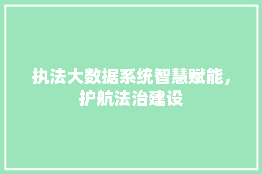 执法大数据系统智慧赋能，护航法治建设