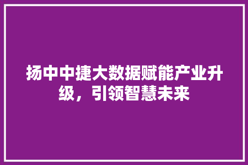扬中中捷大数据赋能产业升级，引领智慧未来