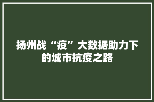 扬州战“疫”大数据助力下的城市抗疫之路