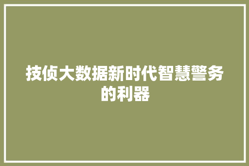 技侦大数据新时代智慧警务的利器