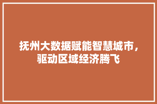 抚州大数据赋能智慧城市，驱动区域经济腾飞