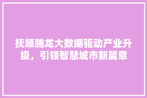 抚顺腾龙大数据驱动产业升级，引领智慧城市新篇章 Web前端