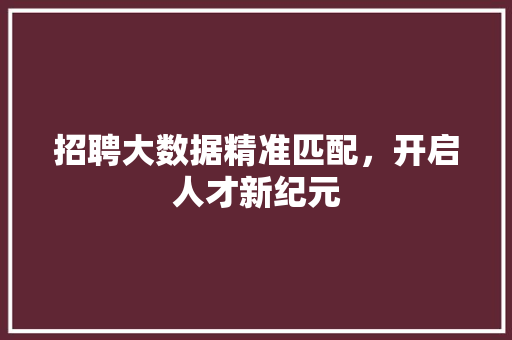 招聘大数据精准匹配，开启人才新纪元