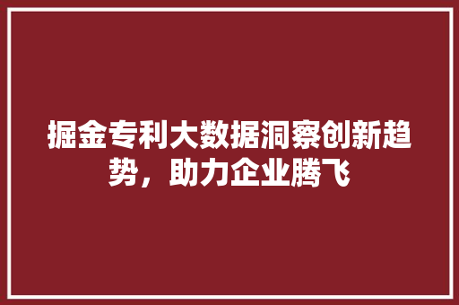 掘金专利大数据洞察创新趋势，助力企业腾飞