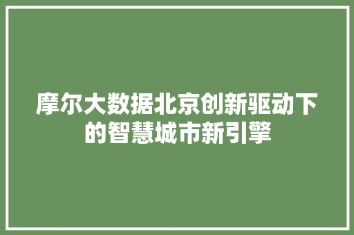 摩尔大数据北京创新驱动下的智慧城市新引擎