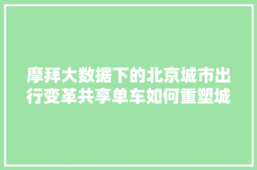 摩拜大数据下的北京城市出行变革共享单车如何重塑城市交通生态