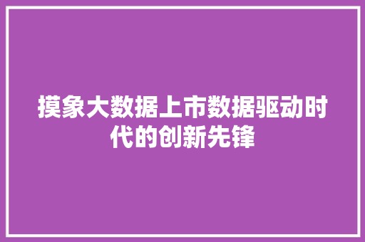 摸象大数据上市数据驱动时代的创新先锋