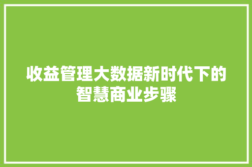 收益管理大数据新时代下的智慧商业步骤
