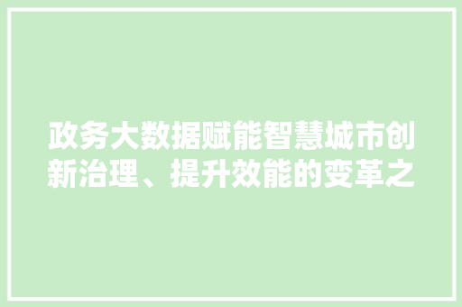 政务大数据赋能智慧城市创新治理、提升效能的变革之路 Web前端