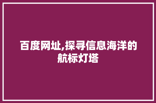 百度网址,探寻信息海洋的航标灯塔 百度网址,探寻信息海洋的航标灯塔 SEO教程