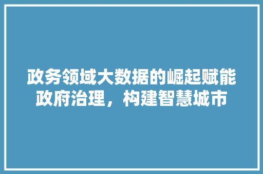 政务领域大数据的崛起赋能政府治理，构建智慧城市 Web前端