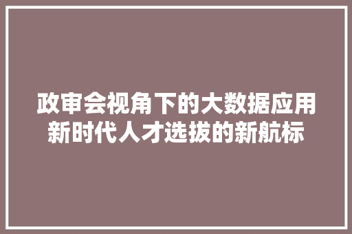政审会视角下的大数据应用新时代人才选拔的新航标