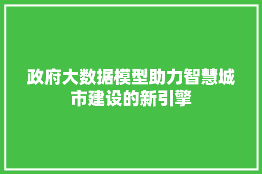 政府大数据模型助力智慧城市建设的新引擎