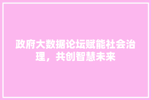 政府大数据论坛赋能社会治理，共创智慧未来