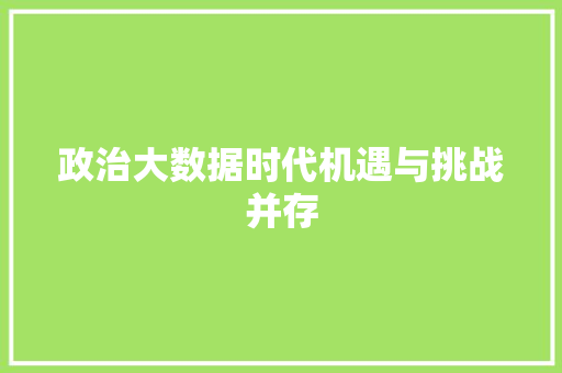 政治大数据时代机遇与挑战并存