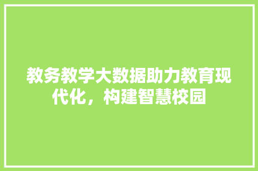 教务教学大数据助力教育现代化，构建智慧校园
