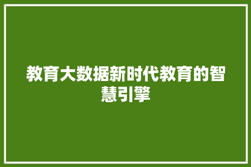 教育大数据新时代教育的智慧引擎