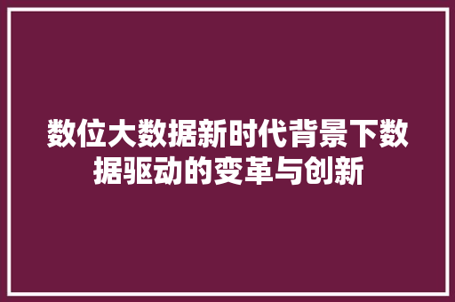 数位大数据新时代背景下数据驱动的变革与创新